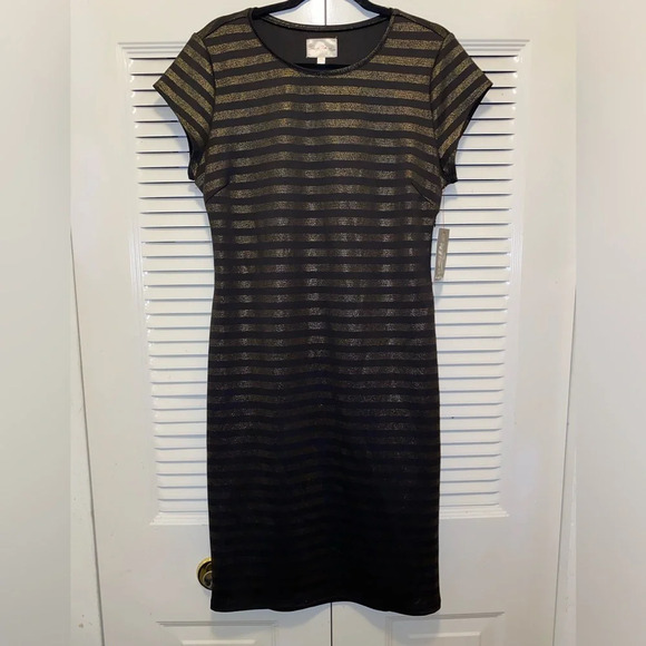 Marilyn Monroe Black and Gold Stripe Dress - Picture 1 of 7